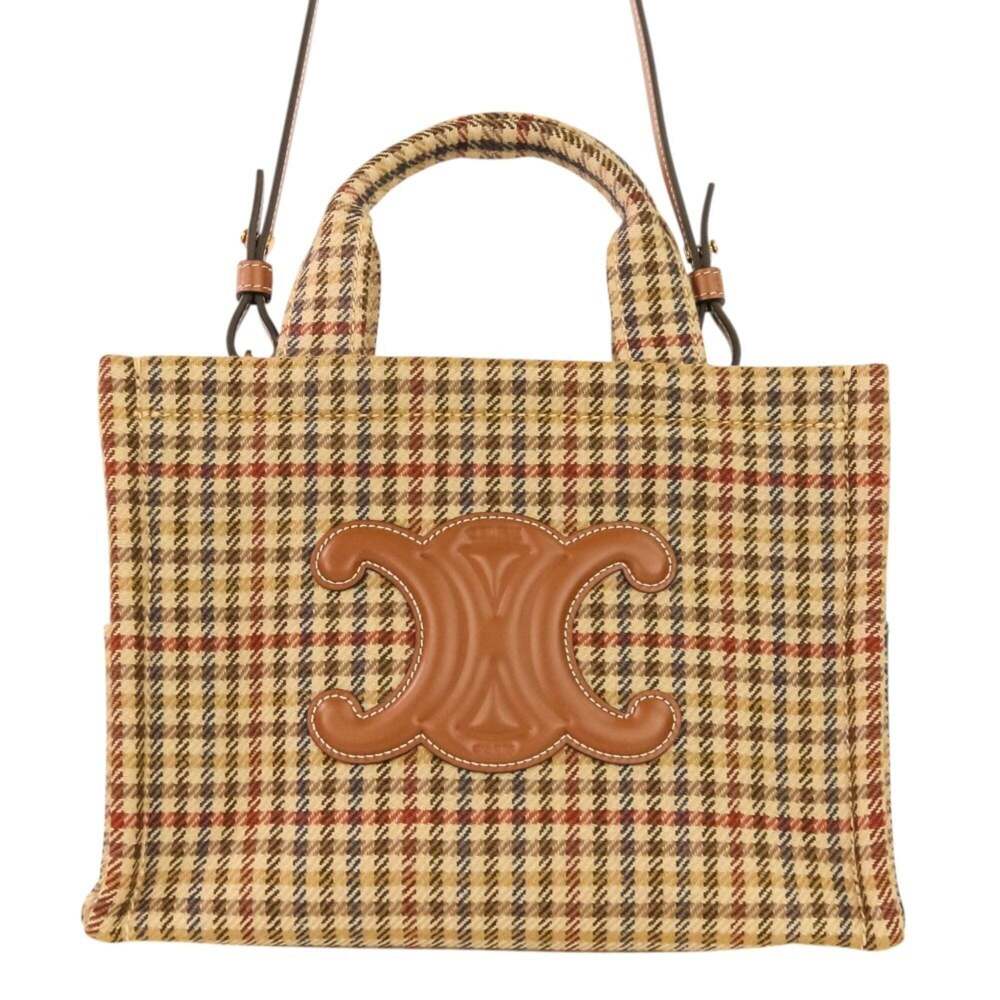 CELINE Triomphe Logo Small Cabas Thais Tweed 2-Way Shoulder Bag 199162EP8.14M... - Picture 2 of 12